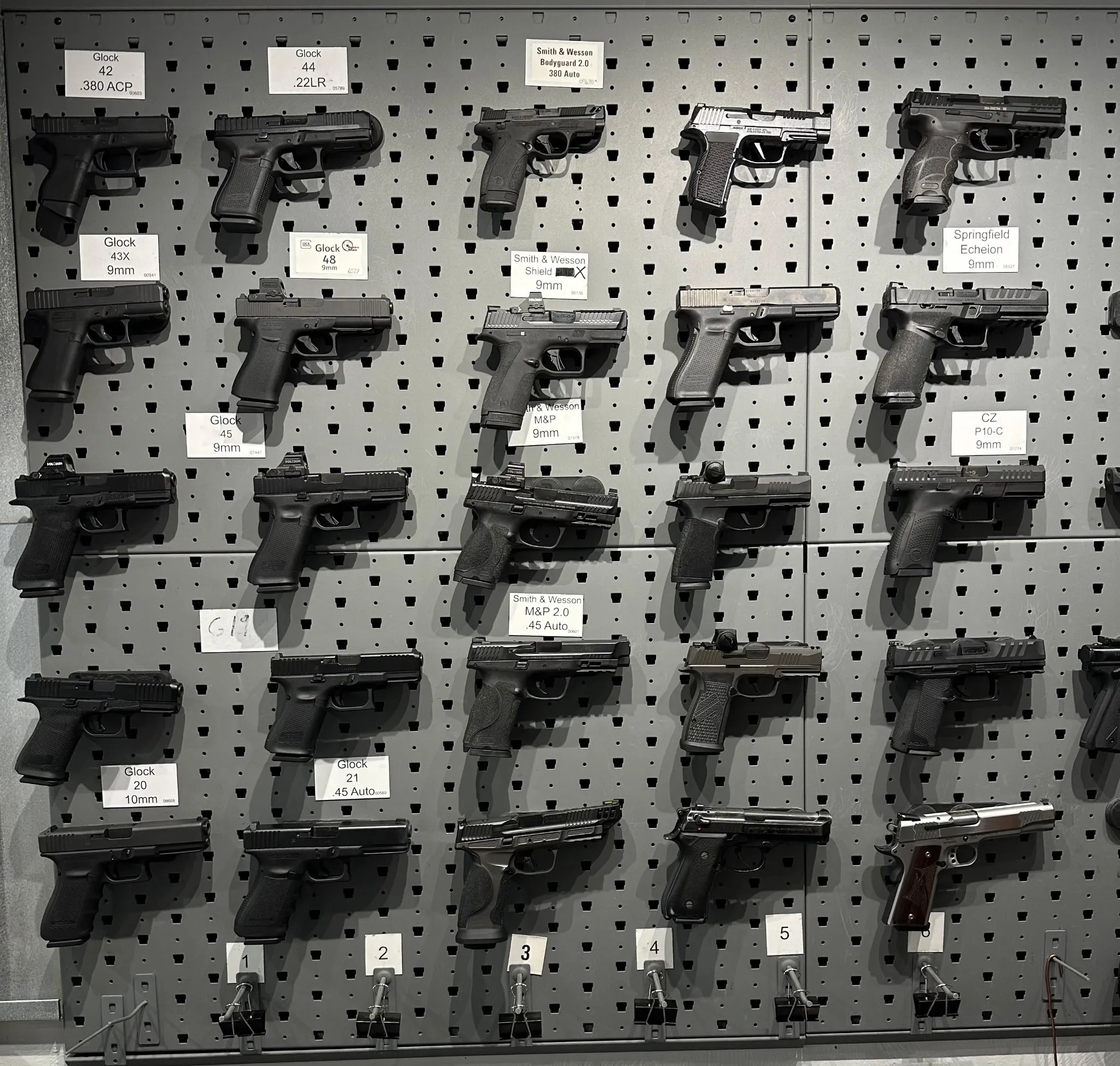 Firearm rentals available including handguns and rifles